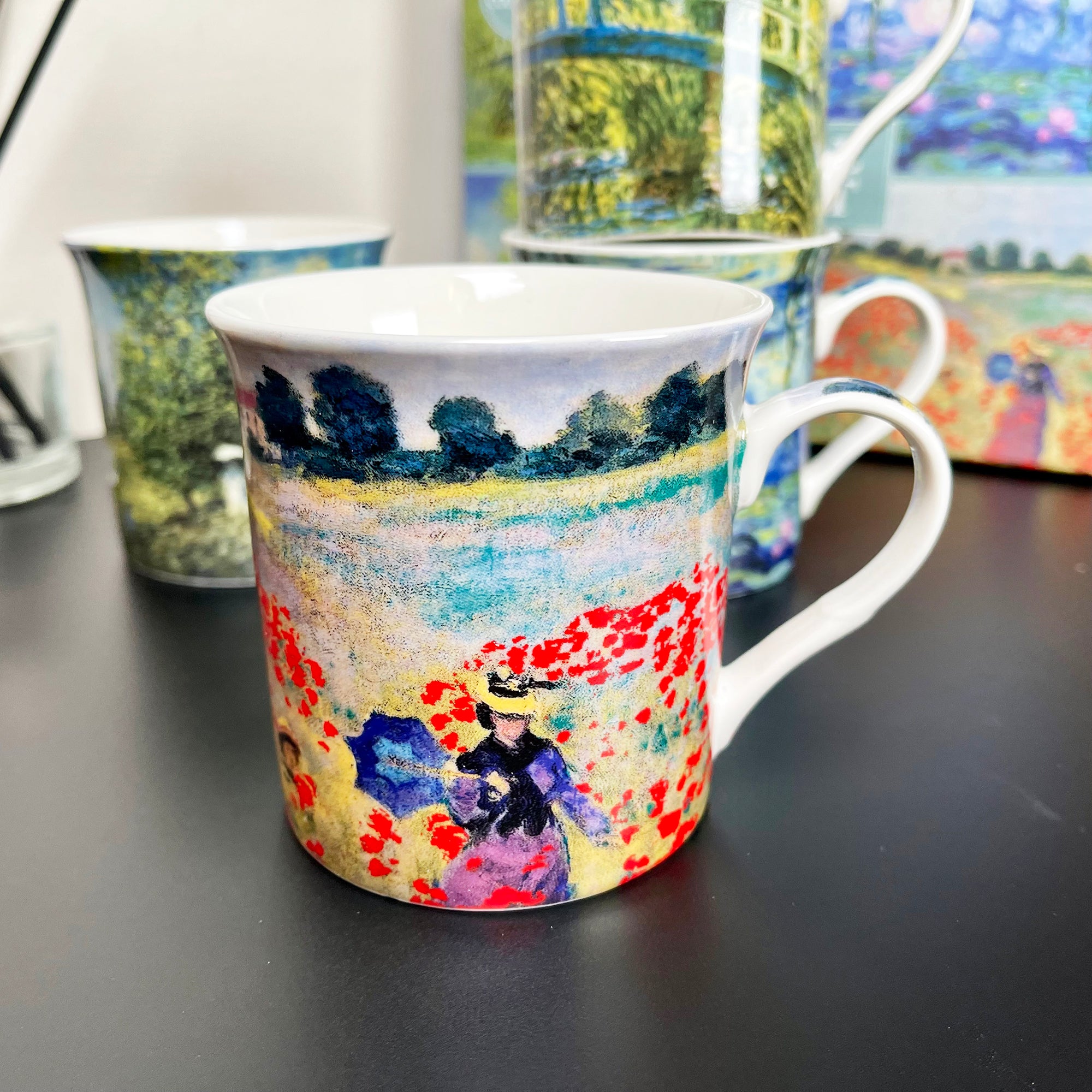Set Of 4 Fine China Claude Monet Mugs