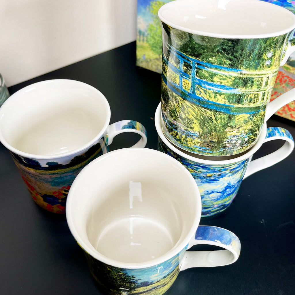 Set Of 4 Fine China Claude Monet Mugs
