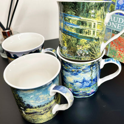 Set Of 4 Fine China Claude Monet Mugs