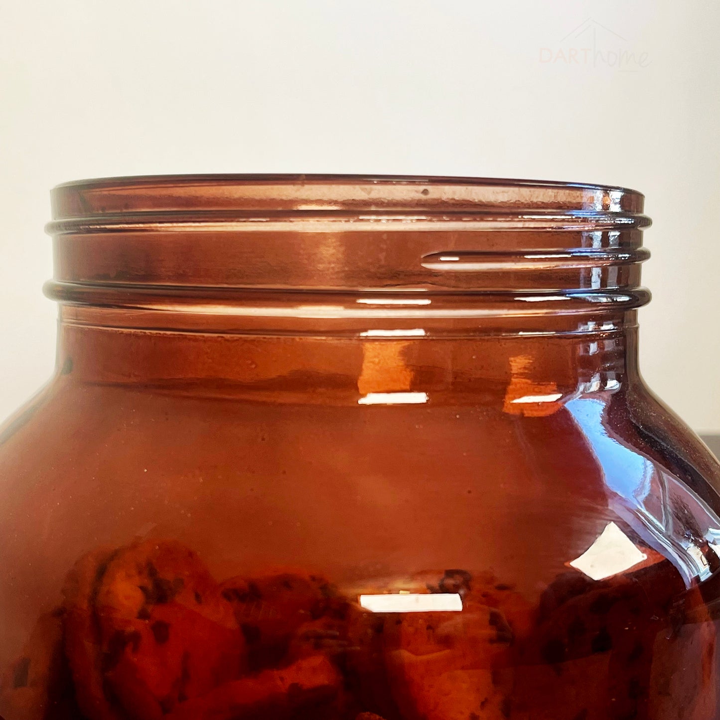 Amber Glass Flour Storage Jar With Black Lid
