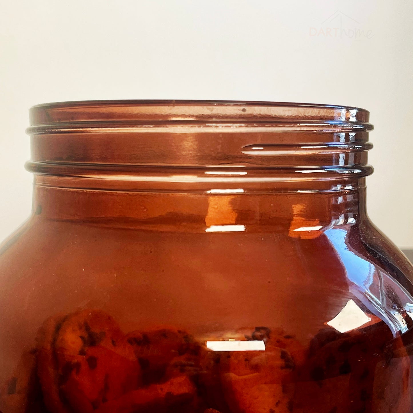Set Of 5 Amber Glass Storage Jars