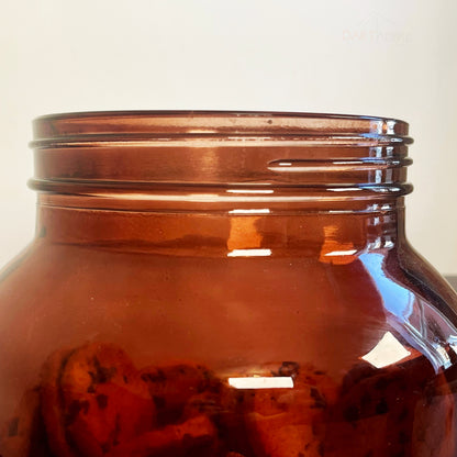 Set Of 5 Amber Glass Storage Jars