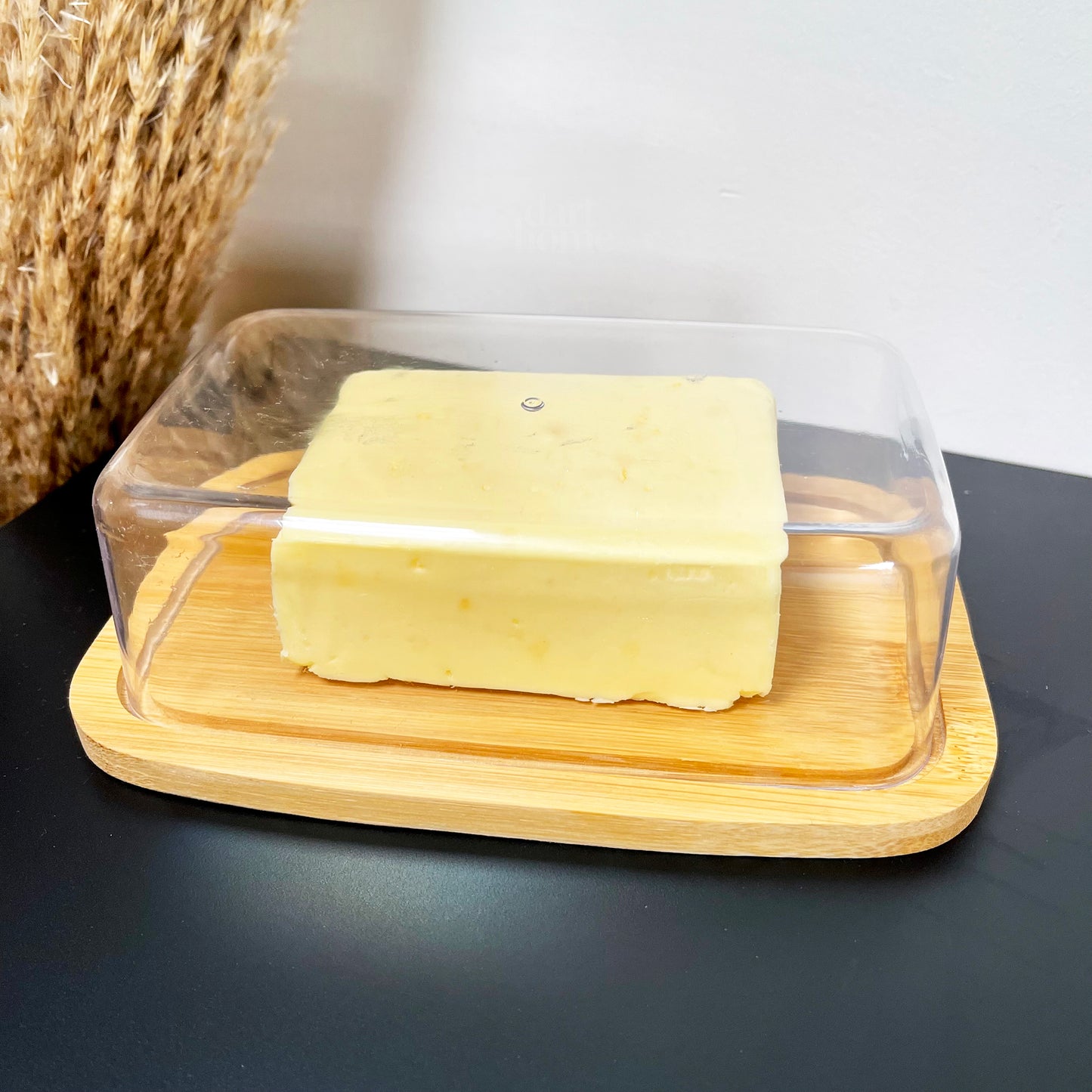 Deckel aus Bambus-Butterdose mit Kunststoffdeckel
