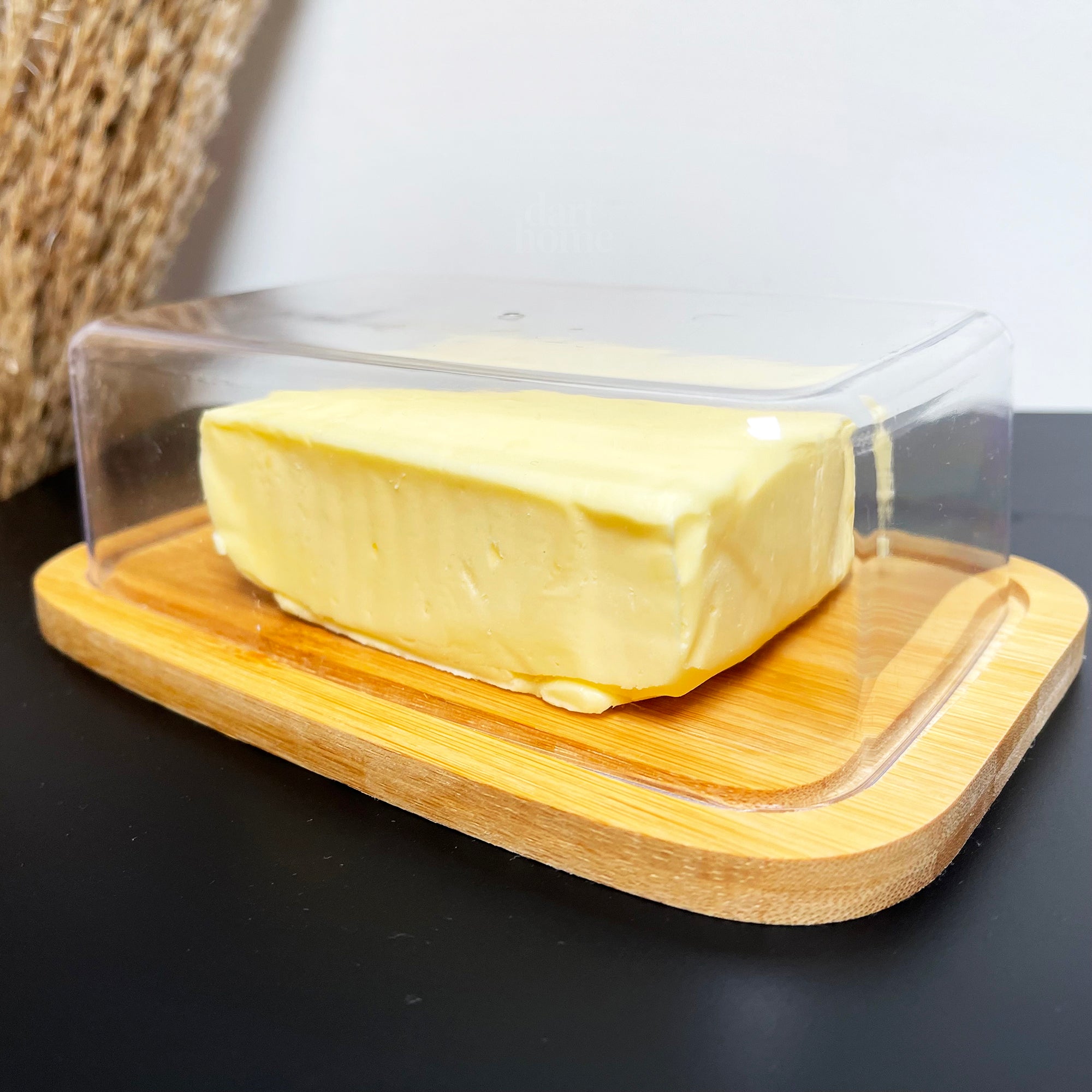 Bamboo Butter Dish Plastic Cover Lid