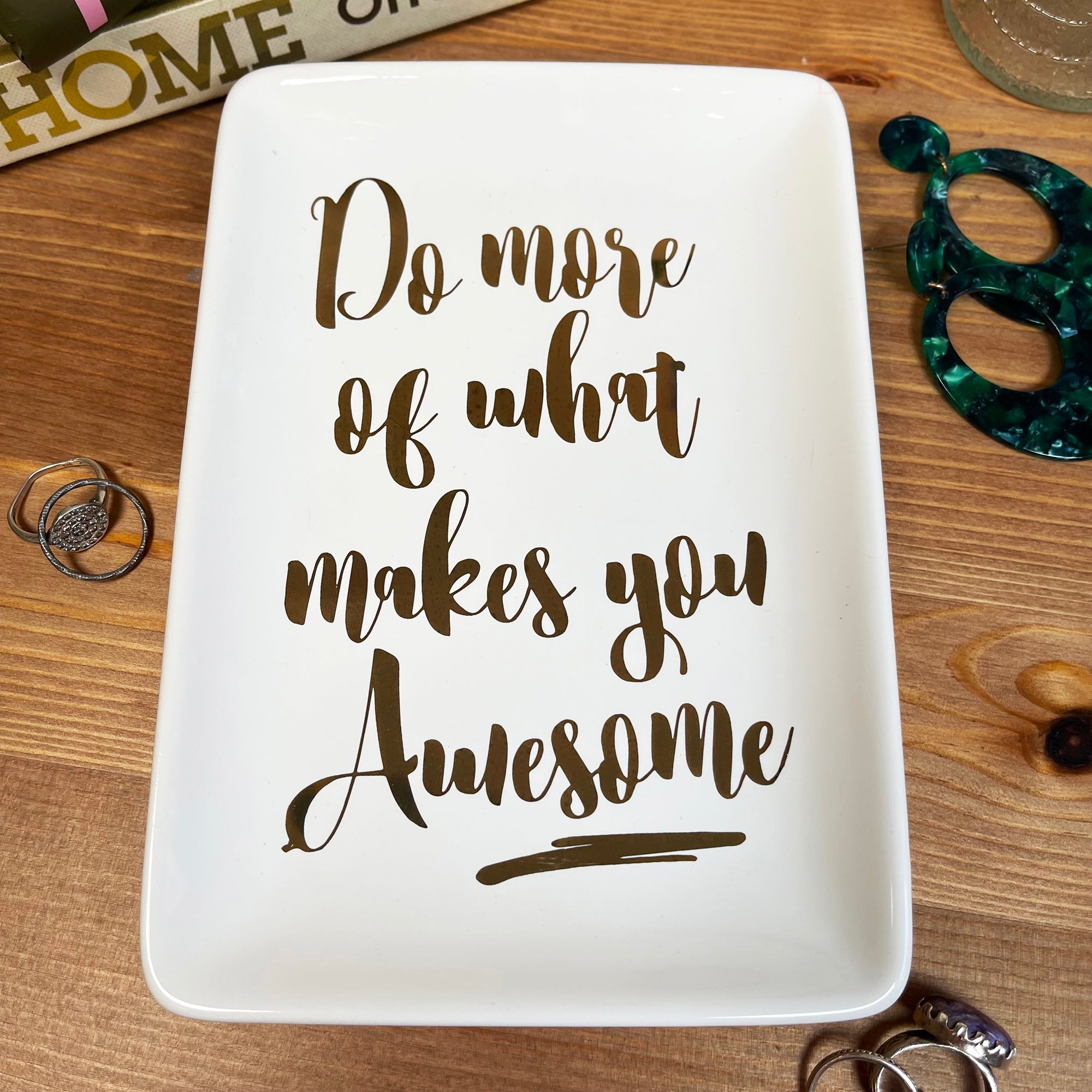 White Rectangular Trinket Dish - What Makes You Awesome