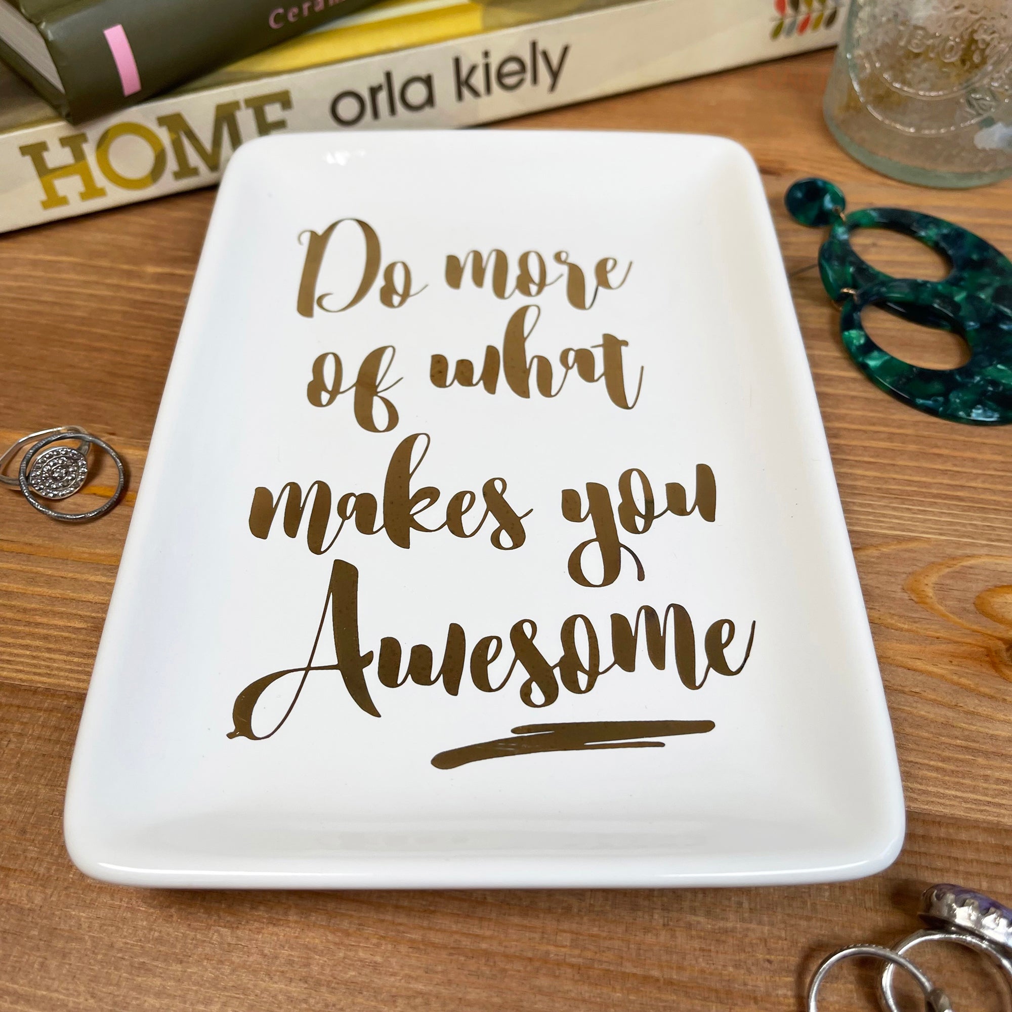 White Rectangular Trinket Dish - What Makes You Awesome