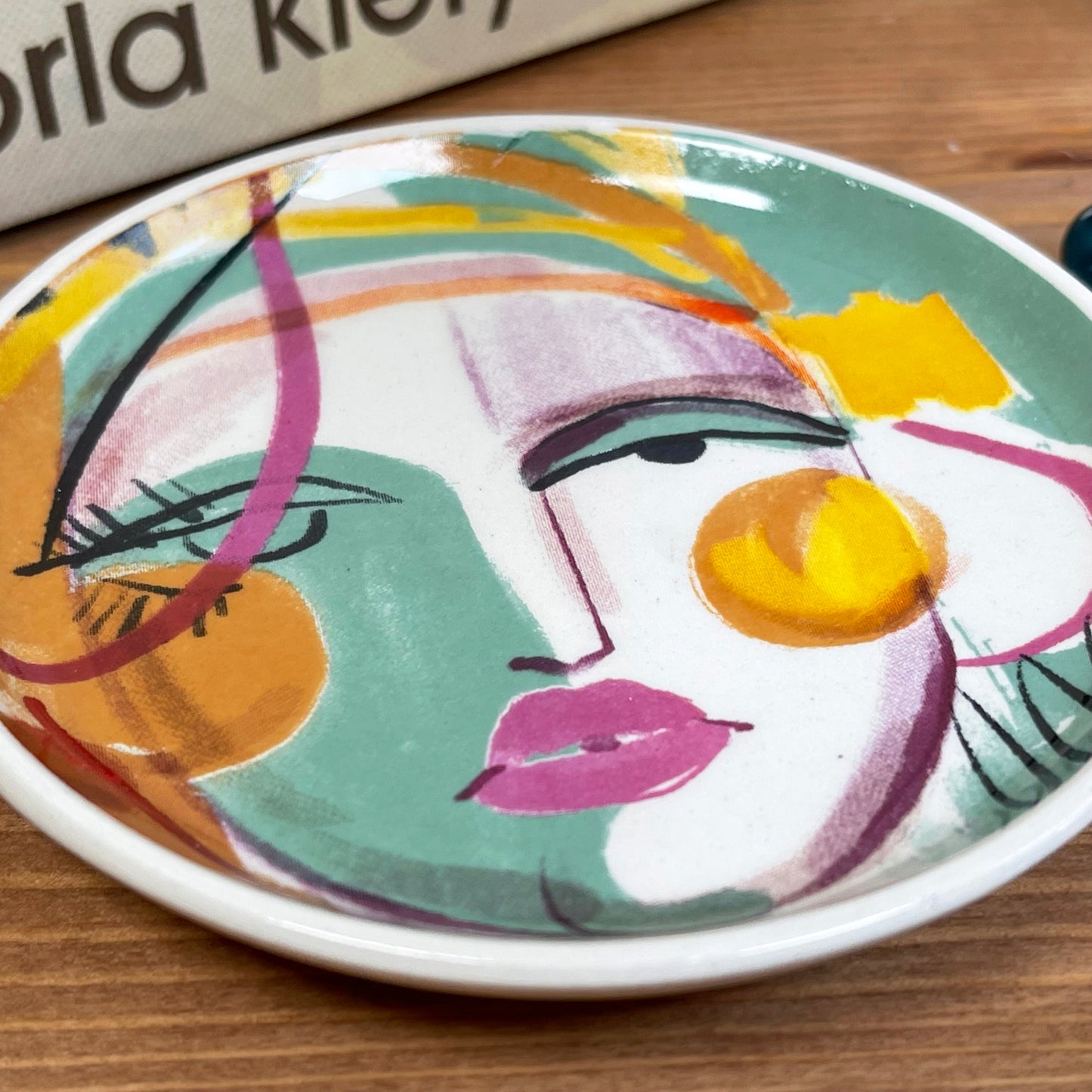 Abstract Face Ceramic Trinket Dish