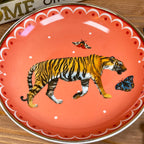 Round Peach Tiger Trinket Dish