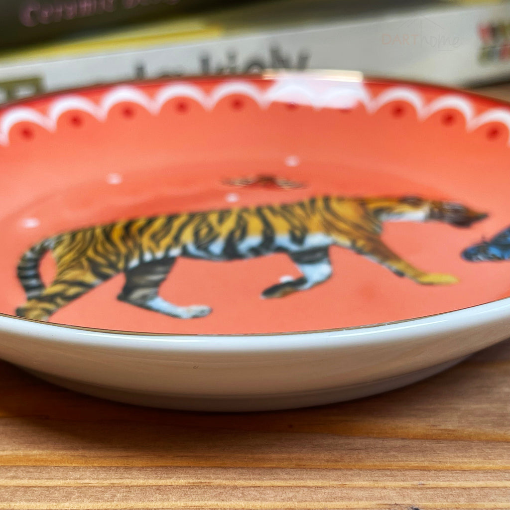Round Peach Tiger Trinket Dish
