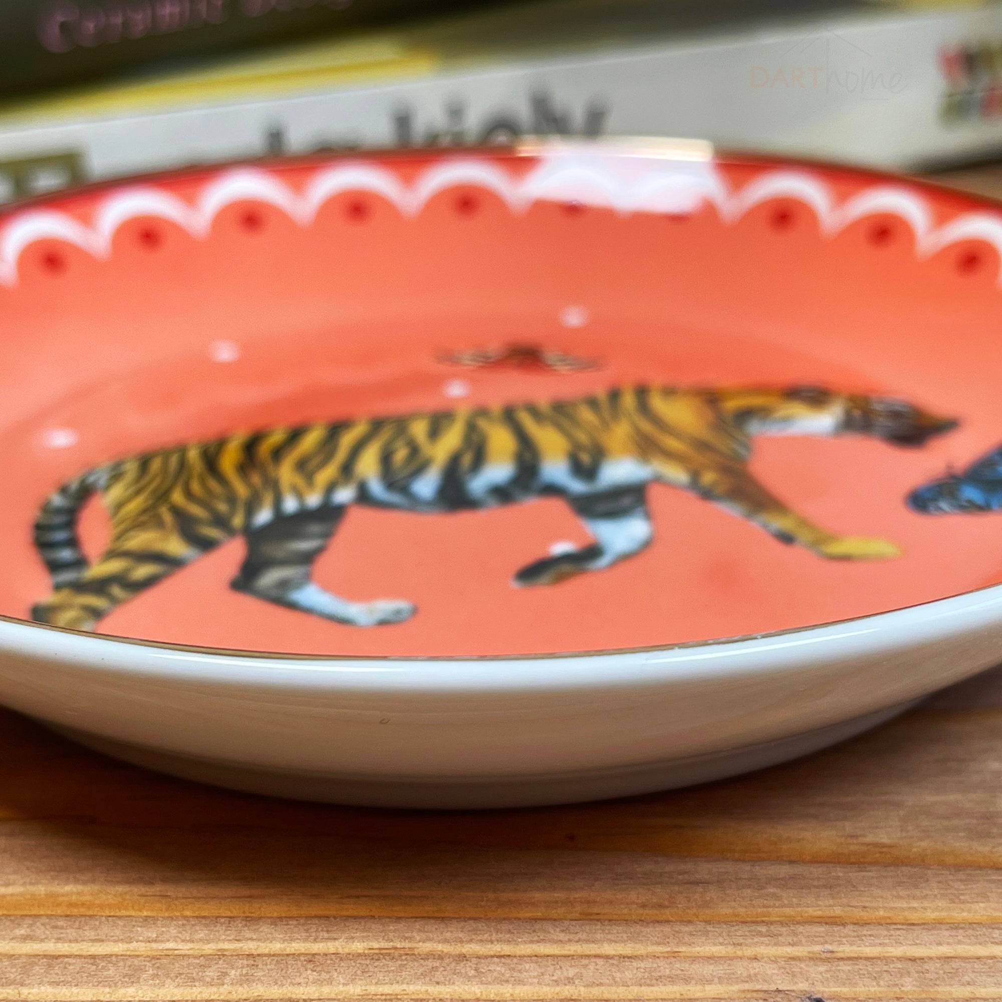 Round Peach Tiger Trinket Dish