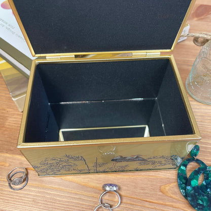 Oriental Heron Glass Jewellery Box