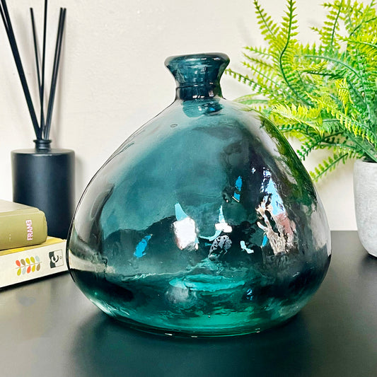 Recycled Glass Dark Blue Bubble Vase