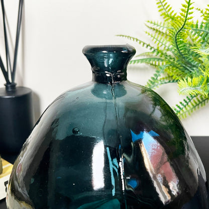 Recycled Glass Dark Blue Bubble Vase