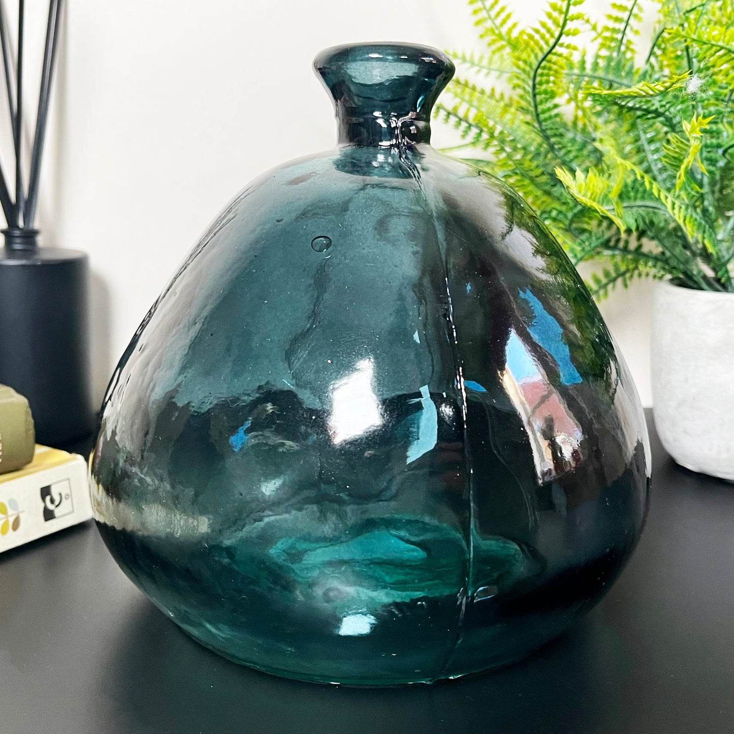 Recycled Glass Dark Blue Bubble Vase