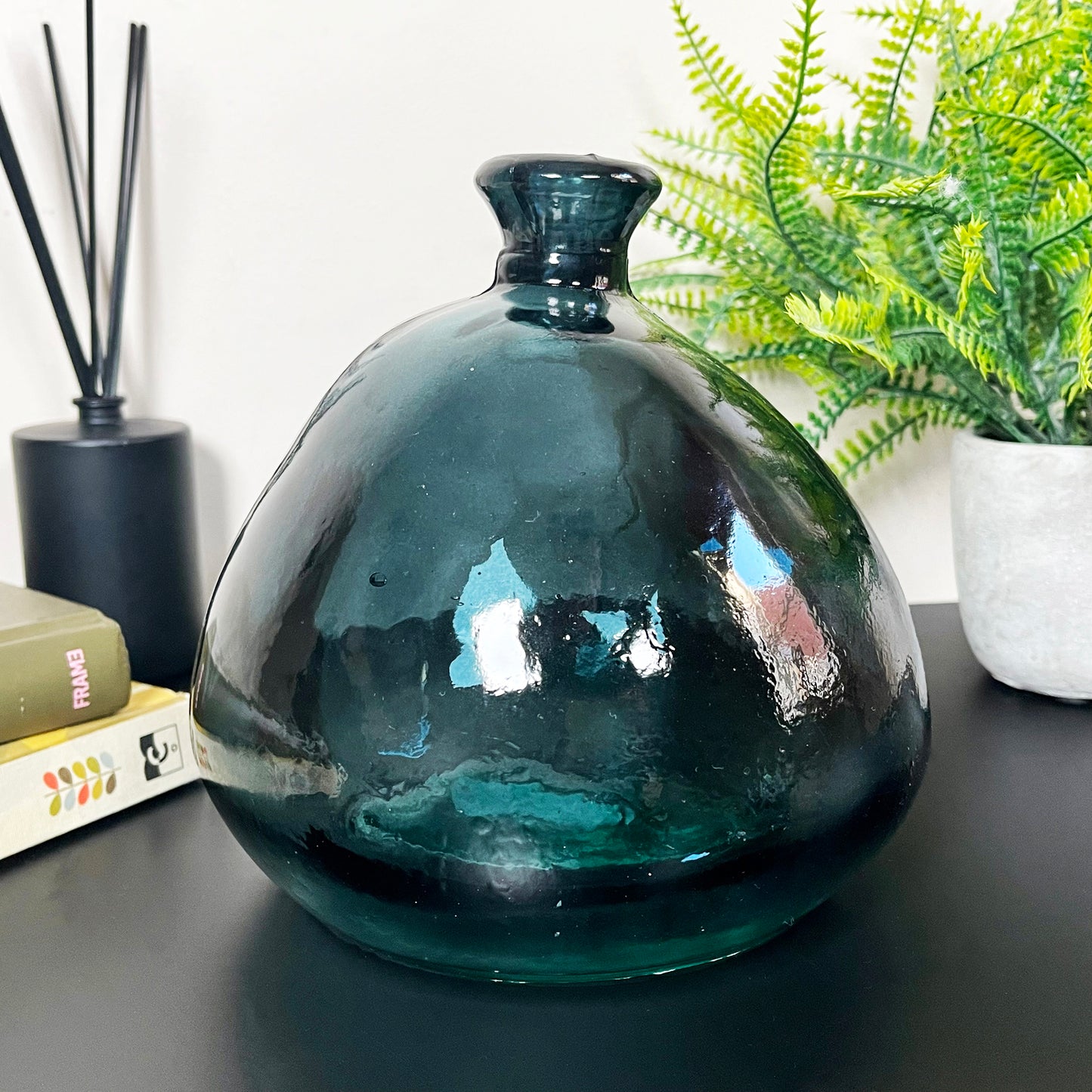 Recycled Glass Dark Blue Bubble Vase