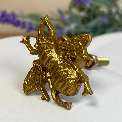 Pack Of 4 Antique Gold Bee Door Knobs