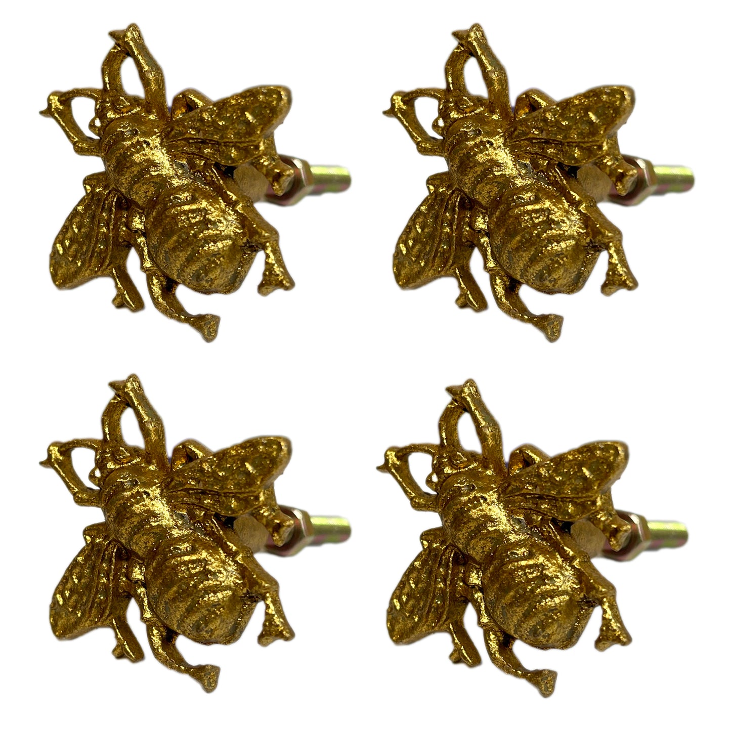 Pack Of 4 Antique Gold Bee Door Knobs