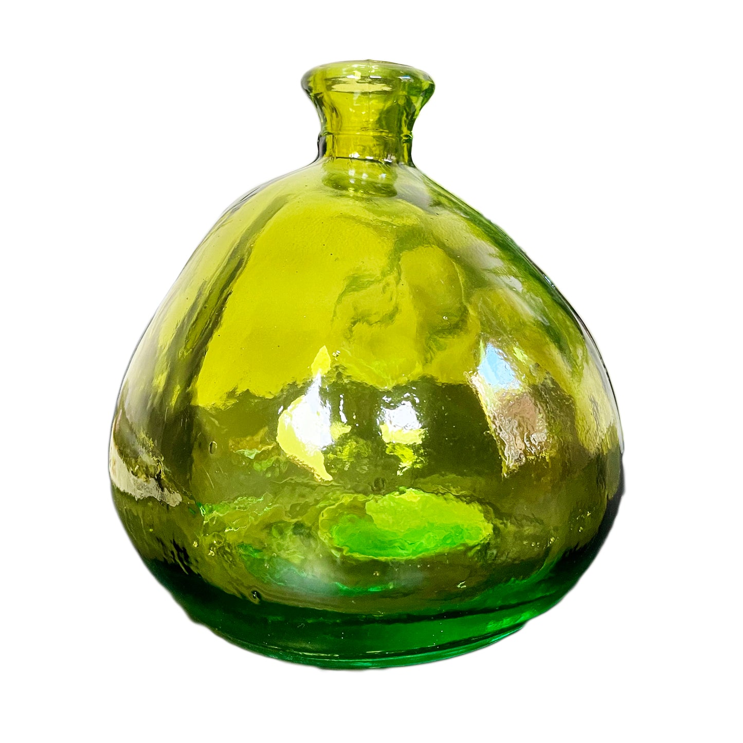 Grüne Blasenvase aus recyceltem Glas