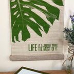 Fabric Palm Leaf Hanging Plaque
