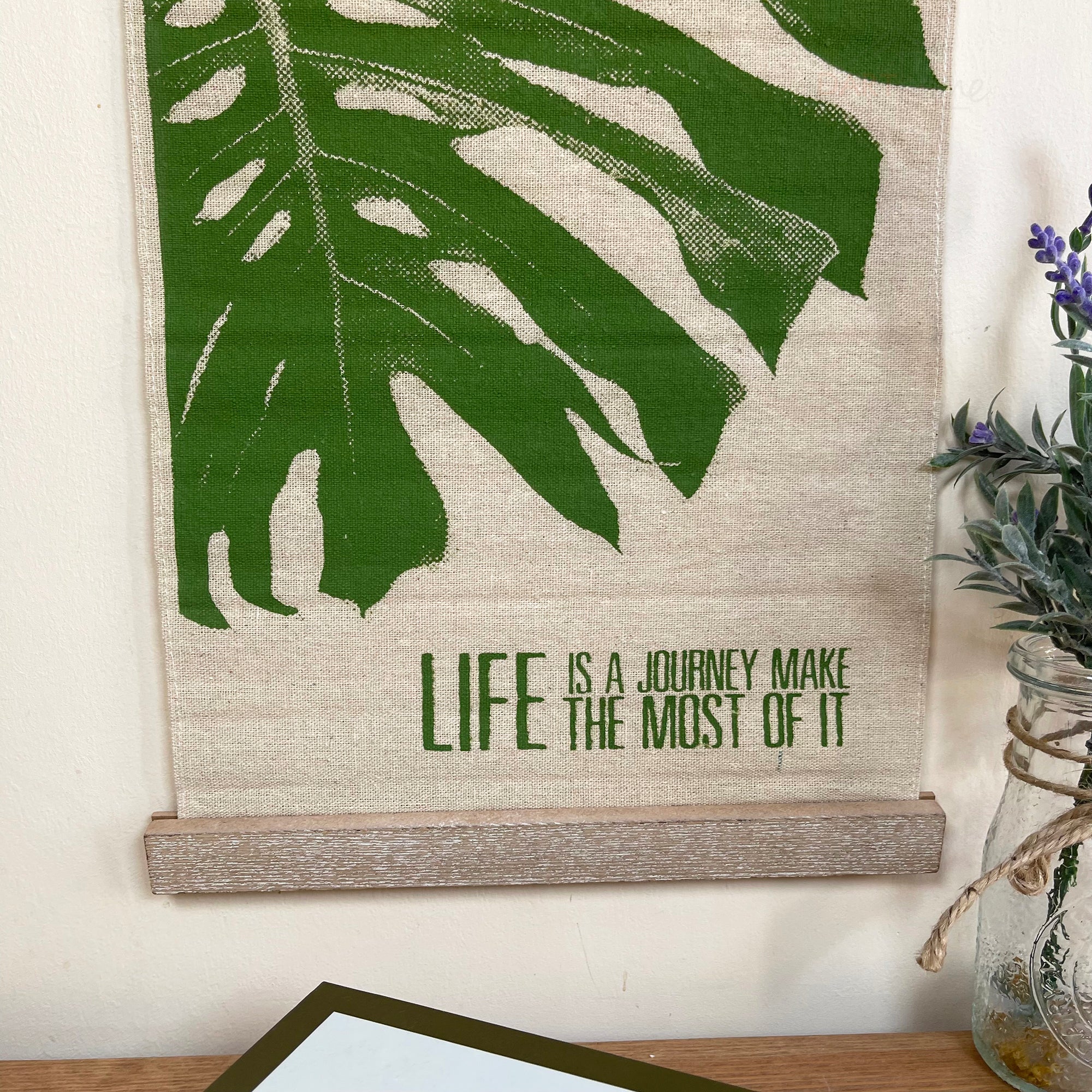 Fabric Palm Leaf Hanging Plaque