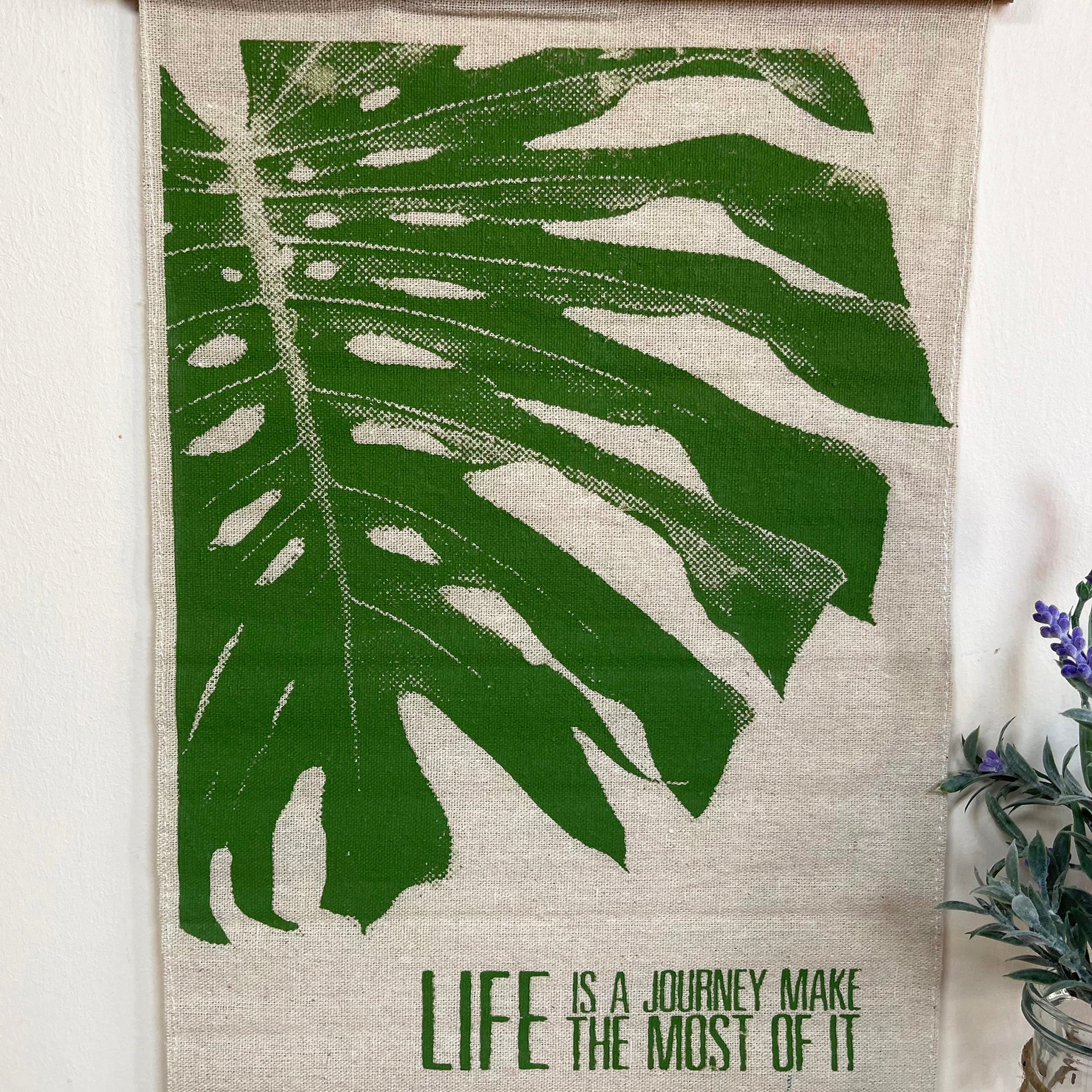 Fabric Palm Leaf Hanging Plaque