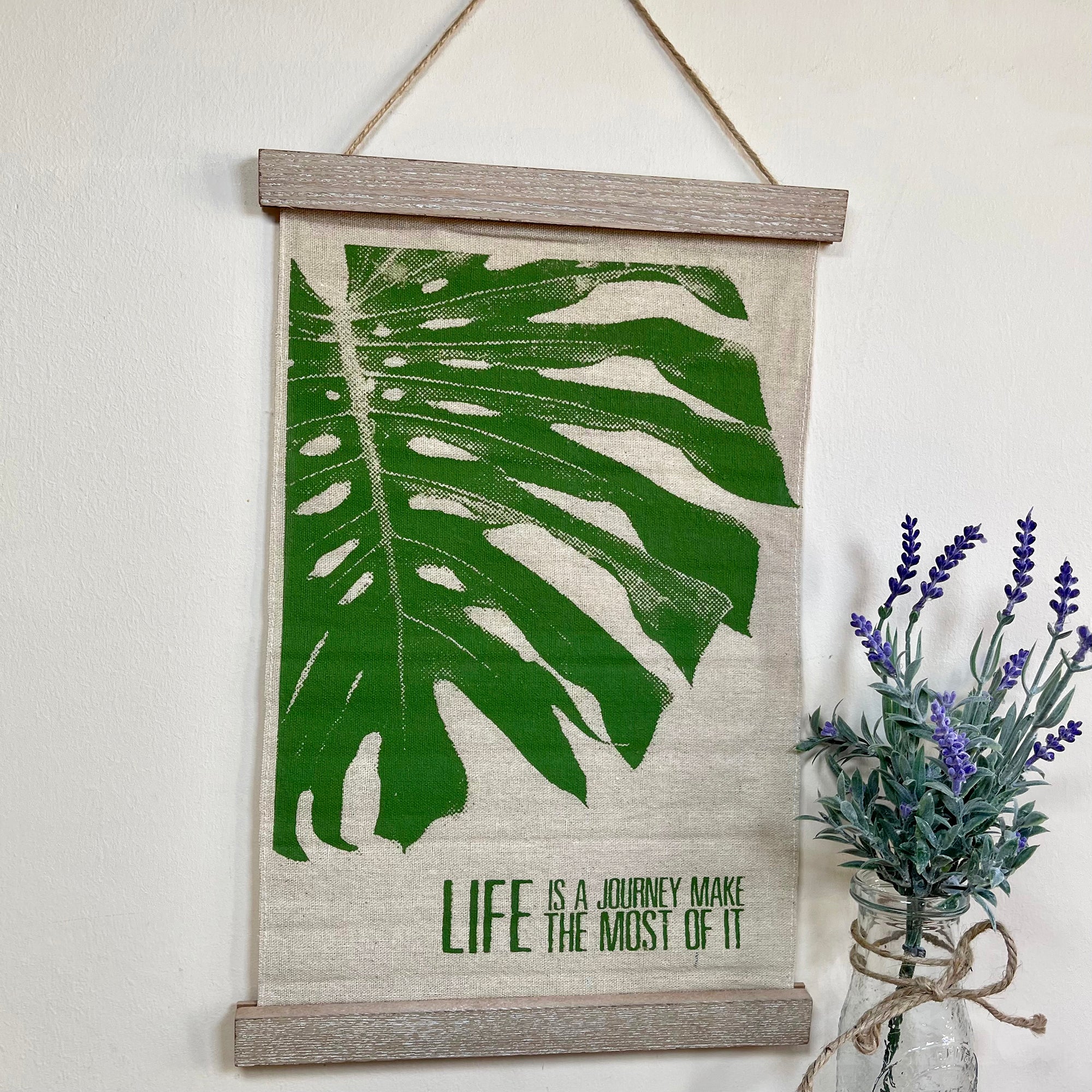 Fabric Palm Leaf Hanging Plaque