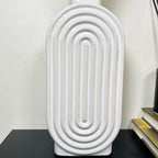 White Ribbed Oval Vase
