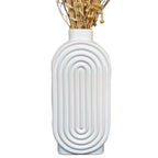 White Ribbed Oval Vase