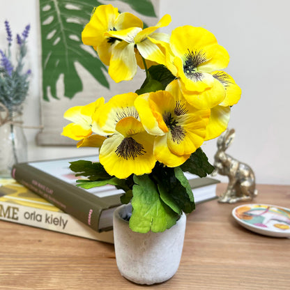 Artificial Yellow Pansy In Pot