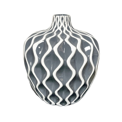 Graue Serenity Vase mit Wellenmuster