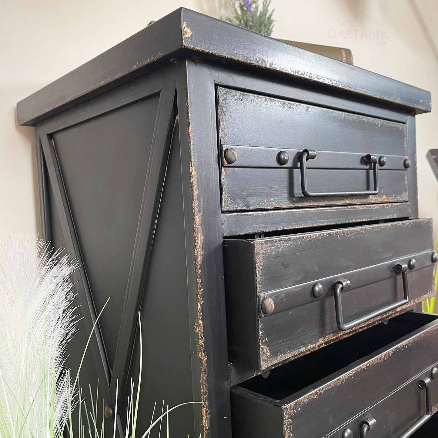 Black 5 Drawer Industrial Cabinet On Wheels