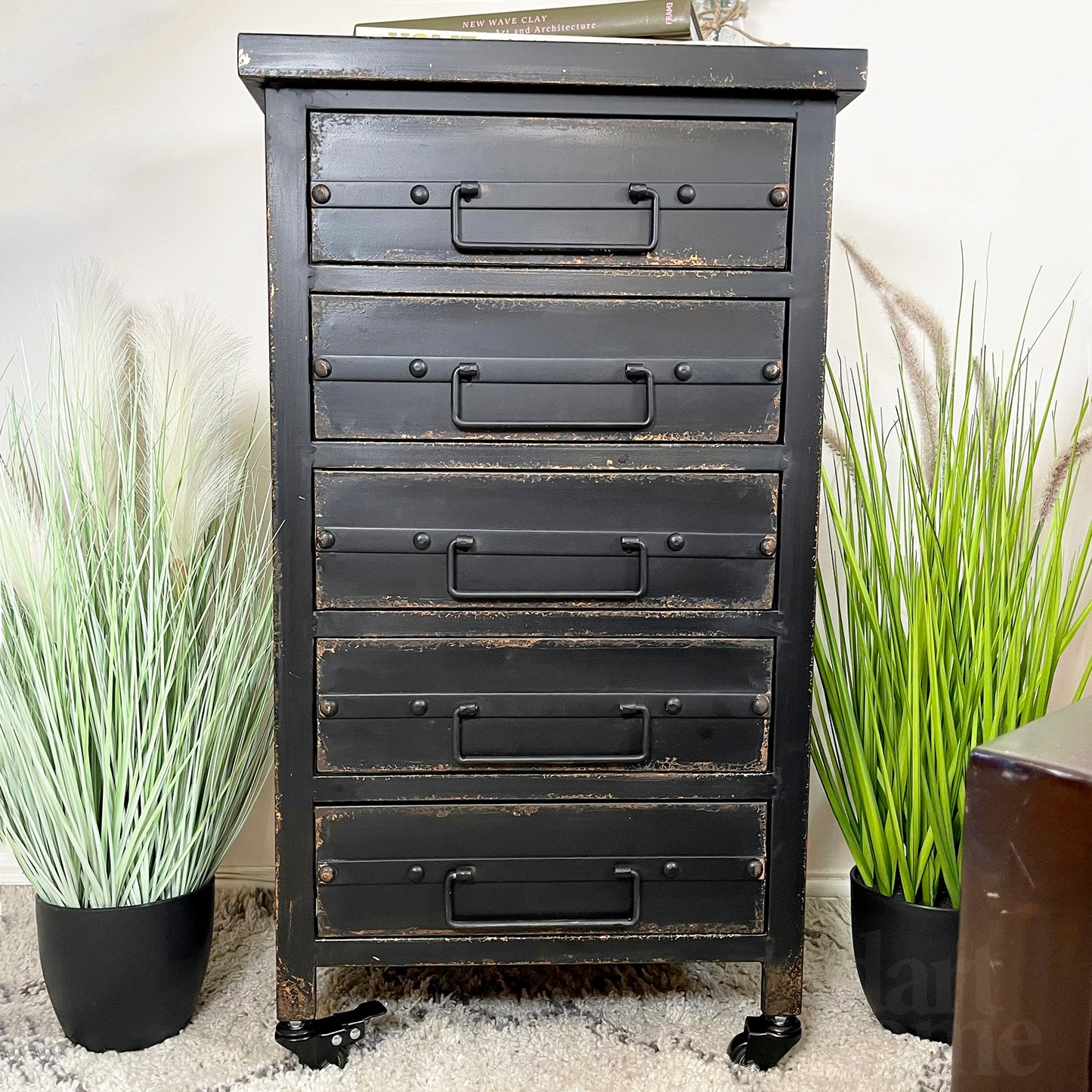 Black 5 Drawer Industrial Cabinet On Wheels