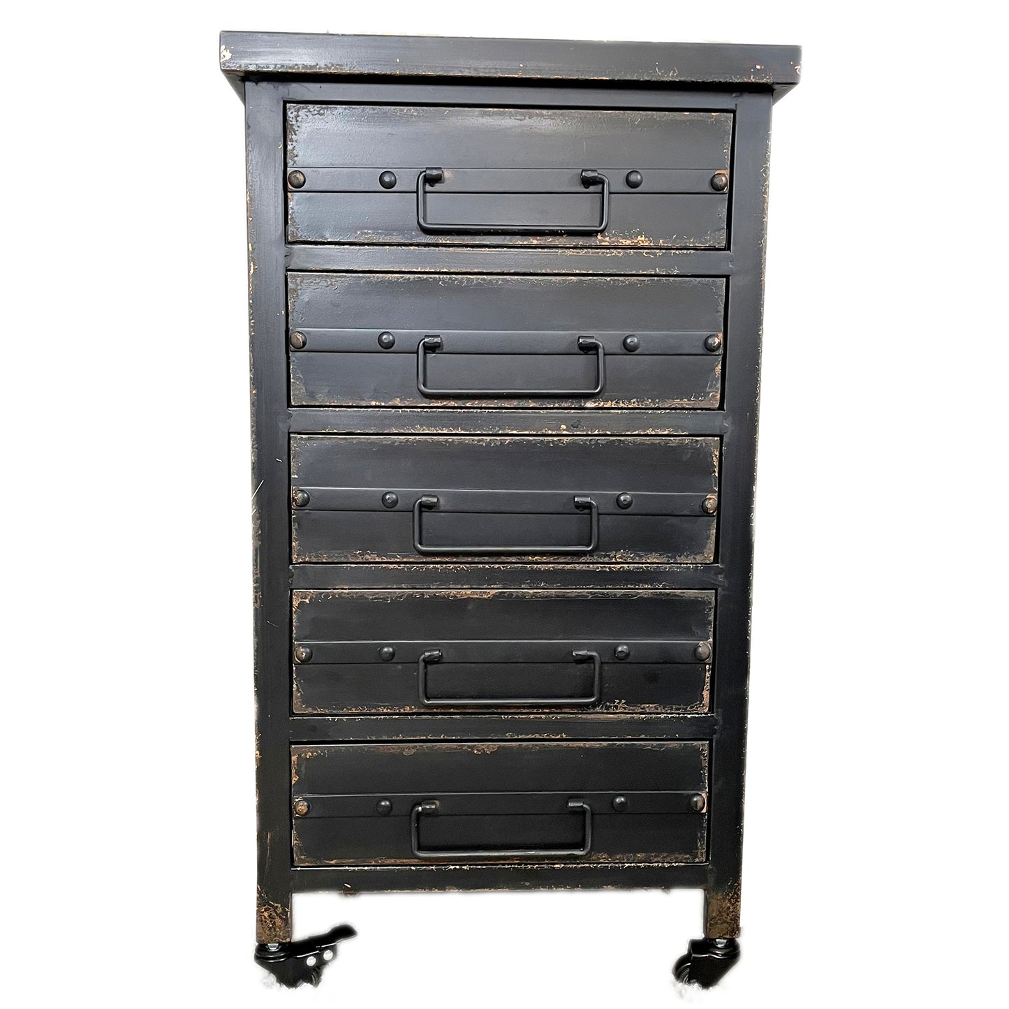 Black 5 Drawer Industrial Cabinet On Wheels