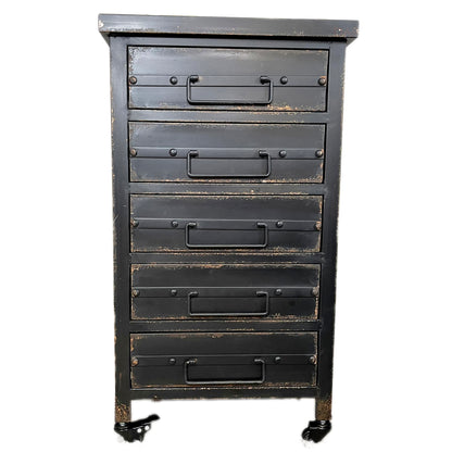 Black 5 Drawer Industrial Cabinet On Wheels