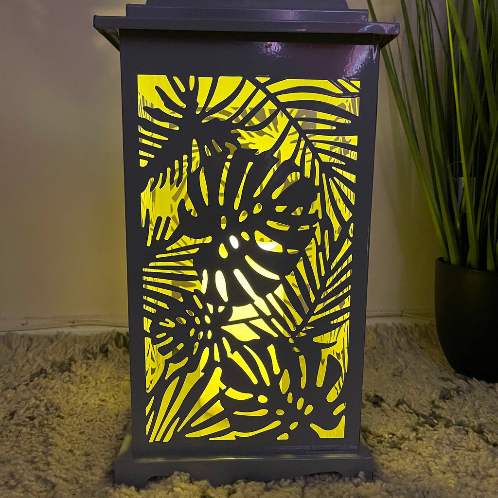 Set Of 2 LED Leaf Hurricane Lanterns