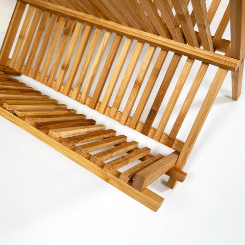 Großer Bambus-Geschirrständer mit 19 Fächern