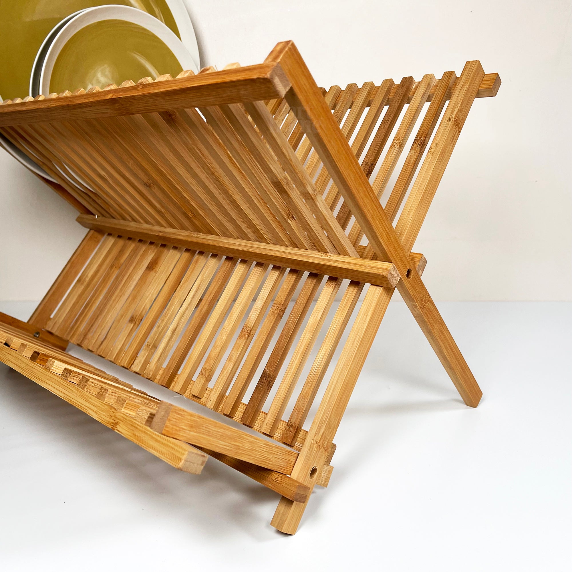 Large Bamboo 19 Slot Dish Rack
