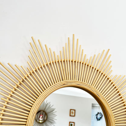 60cm Bamboo Sunburst Wall Mirror