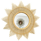 60 cm großer Sunburst-Wandspiegel aus Bambus