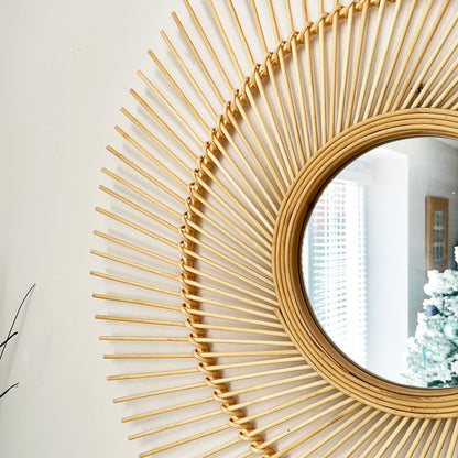 63cm Round Bamboo Mirror