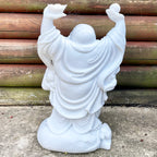 Happy Buddha Garden Ornament - White Marble Resin