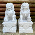 2-teiliges Tempel-Hundestatuen-Set aus Marmor