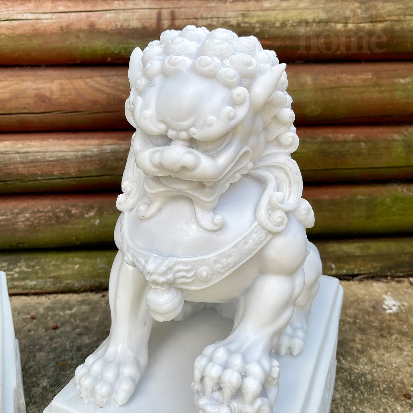 2 Piece Marble Temple Dog Statue Set