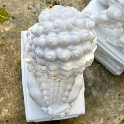 2 Piece Marble Temple Dog Statue Set