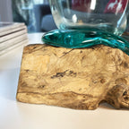 33cm Molten Glass Vase On Driftwood Stand