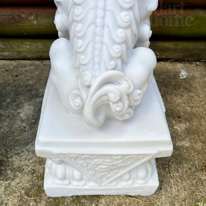 2 Piece Marble Temple Dog Statue Set