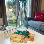 33cm Molten Glass Vase On Driftwood Stand