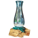 33cm Molten Glass Vase On Driftwood Stand