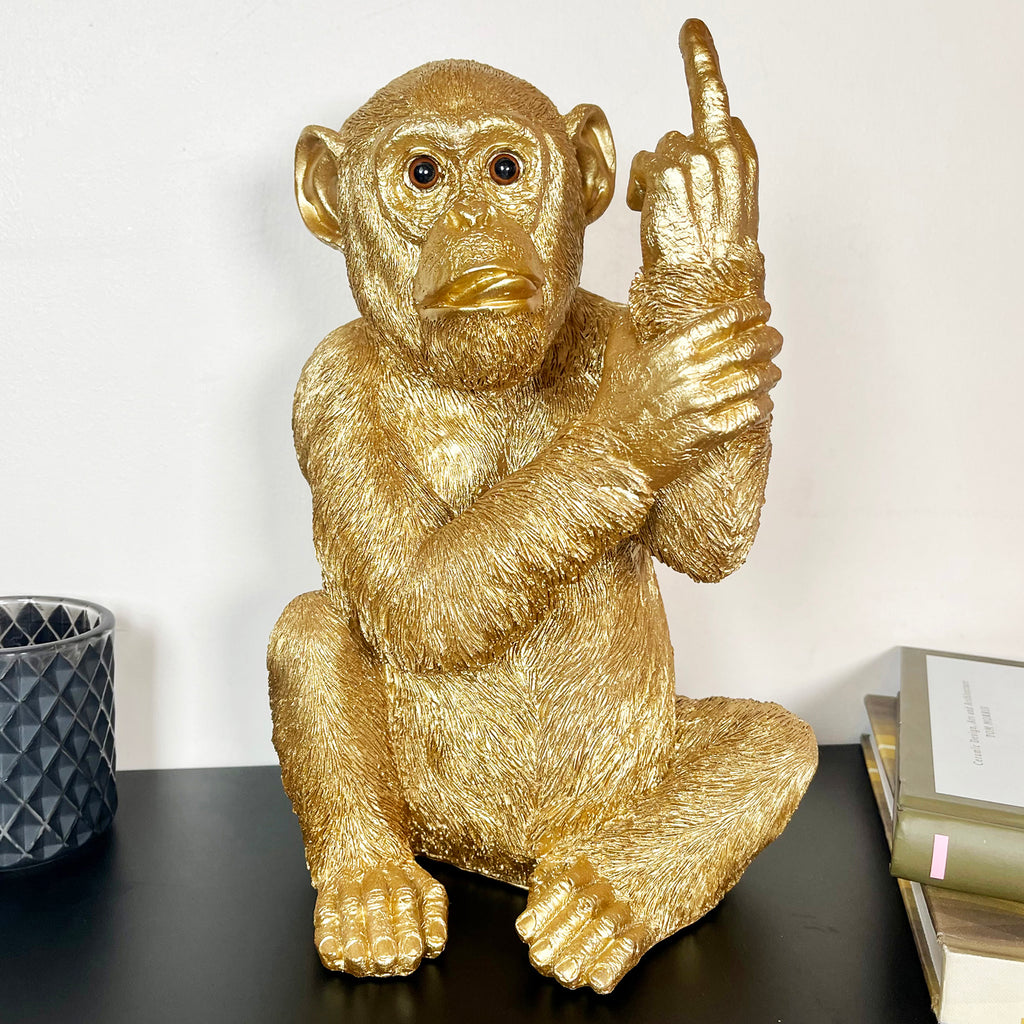 Gold Up Yours Monkey Ornament