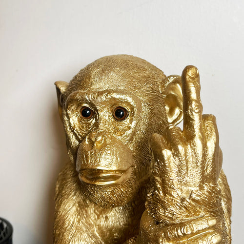 Gold Up Yours Monkey Ornament